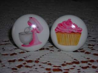 Shabby cottage chic Pink Kitchen cupcakes Mixer knobs 4  