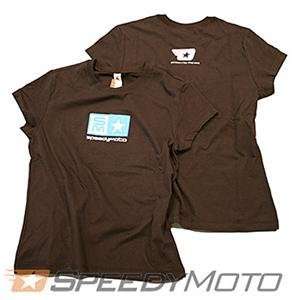  SpeedyMoto Womens Commie Logo T Shirt   Large/Brown 
