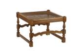 Carolean Jacobean Oak Cane Bergere Footstool Stool  