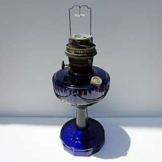 Aladdin Cobalt Blue Lincoln Drape Mantle Oil Lamp Model B 76 Scalloped 