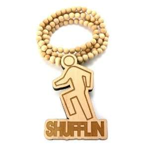  Natural Wooden Shufflin Pendant with a 36 Inch Beaded 
