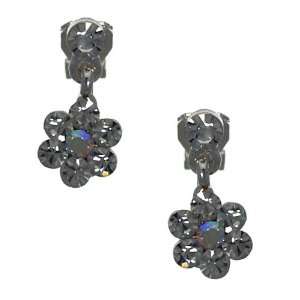  Compelling Silver Aurora Borealis Crystal Clip On Earrings 