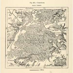  1882 Steel Engraving Map Compiegne France Aisne Betheuil 