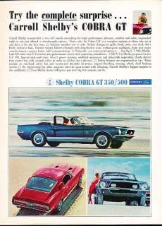 1968 Shelby Cobra GT 500 Vintage Advertisement Ad P45  