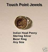 Indian Head Penny, Bezel Setting, Sterling, Coin Ring  