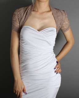 Sheer Lace Shrug Puff Sleeve Bolero Dress Cardigan 3CLR  