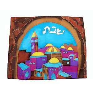  Emanuel Painted Silk Challah Cover   Jerusalem Gate in 