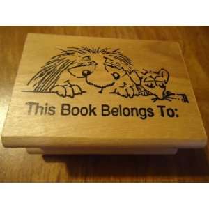   Book Belongs To Wood Mounted Rubber Stamp   3 x 2 