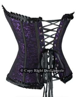   overlay fantasy designed glamorous purple color corset finish in satin