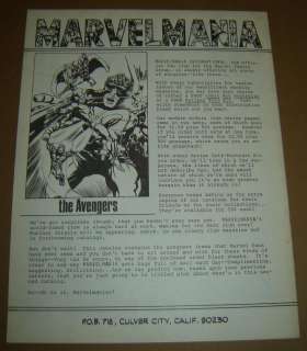 MarvelMania #2 (1969, Catalog) Nice Shape; Magazine (id #1910)  