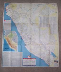 OLD ROAD MAP ESSO HUMBLE GAS FILLING STATION MEXICO PERU DEL SUR SOUTH 
