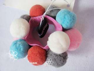 Fashion Cute Colourful Snowball Cotton Ball Ponytail Holder Hair Band 