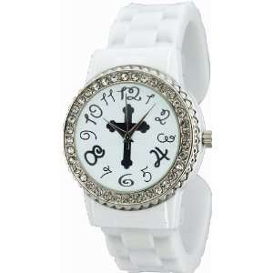   Silicone Bangle Watch with Simple Cross Graphic . 
