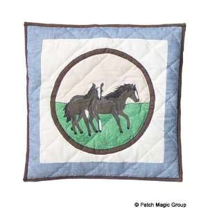  S Applique II Theme Horse Friends Quilted Toss Pillow 16 