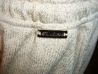 ST JOHN Metallic GOLD KNIT 2 pc Sweater & Pants Pansuit Sz Med Quick 