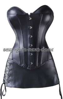 Black Faux Leather CORSET & Dress BustierGothic 5XL A059_black