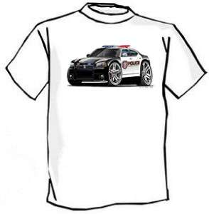 Dodge Charger Police Car Muscle Car Cartoon Tshirt FREE  