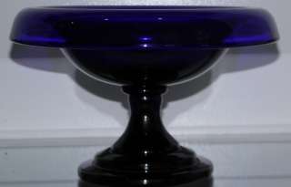 Rare Antique Dark Blue Glass Crystal Compote NR  