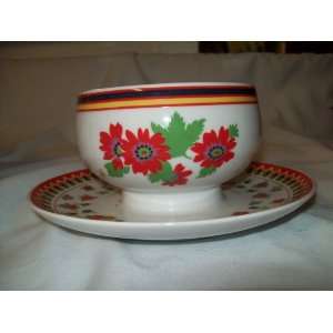  Heinrich H & Co. Selb China  Gravy Bowl & Attached Saucer 