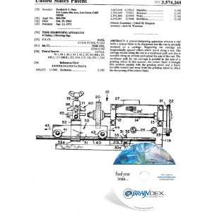    NEW Patent CD for TOOL SHARPENING APPARATUS 