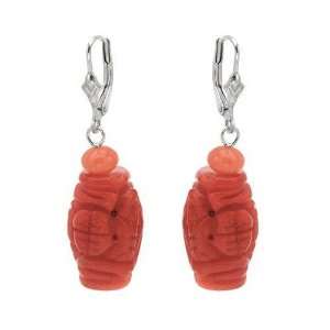 Earrings With Genuine Corals in 925 Sterling silver. Total item weight 