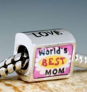 NEW YEAR GIFTS CHARM LETTERS LOVE WORLDS BEST MOM SILVER EUROPEAN 