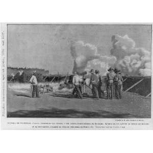   insurgents operating field artillery against Spanish,1896 97,smoke
