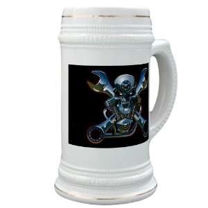 Stein (Glass Drink Mug Cup) Motorhead Skull Wrenches