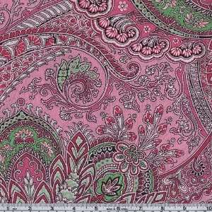  54 Wide Cotton Batiste Paisley Pink & Green Fabric By 