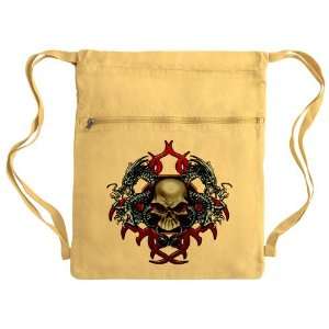  Messenger Bag Sack Pack Yellow Skull With Dragons 