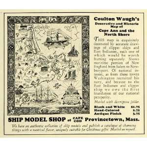  1927 Ad Coulton Waugh Cape Ann Map Ship Model Shop Mass 