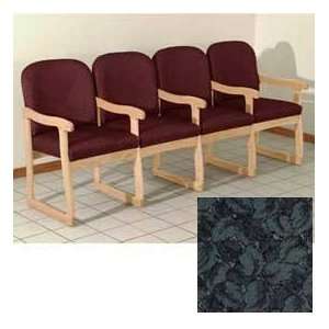   Chair W/ Arms   Light Oak/Green Leaf Pattern Fabric