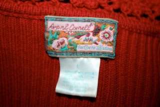 April Cornell Red Button Front Cardigan Sweater Large  