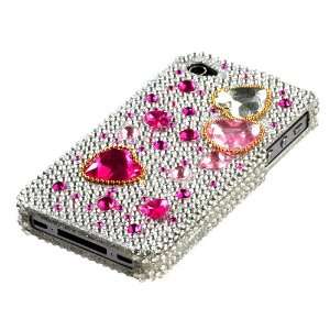  Iphone 4 Silver Love Crash Diamante Diamond Phone 