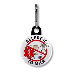 ALLERGIC TO MILK No Cow Medical Alert 1 inch Black Zipper 
