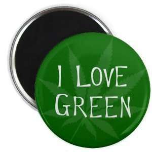  Creative Clam I Love Green Marijuana Pot Leaf 2.25 Inch 