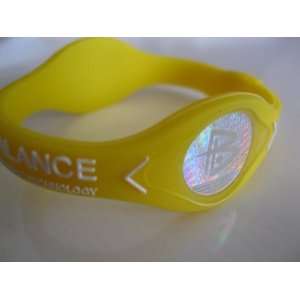 Power Balance Silicone Wristband Bracelet Extra Small Yellow w/ White 