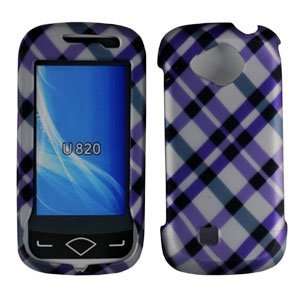  Purple with Silver Cross Checker Plaid Rubber Texture 