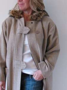 CASHMERE WOOL COYOTE WOLF FUR HOODED JACKET COAT~7/8  