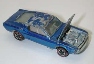 Redline Hotwheels Blue 1968 Custom Mustang  