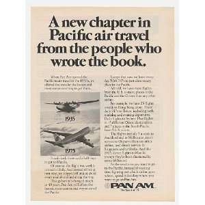   Pacific Air Travel 1935 vs 1975 Print Ad (22823)