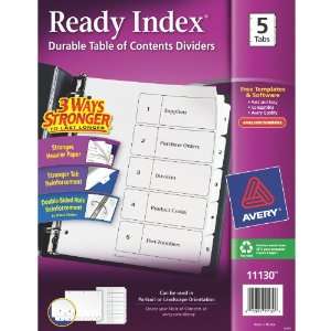  Avery Ready Index Table of Contents Dividers, 5 Tabs, 1 