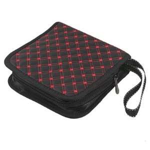  Amico Red Line Seamed Rhombus Pattern Black Faux Leather 