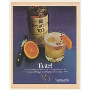  1982 Seagrams V.O. Whisky Sour Taste Bottle Glass Print 