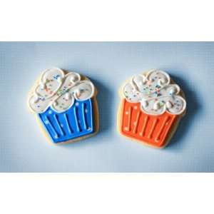  Cupcake Shaped Sugar Cookies with Swirly Frosting  1 Dozen 