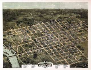 Old Map Columbia South Carolina 1872 Richland County  