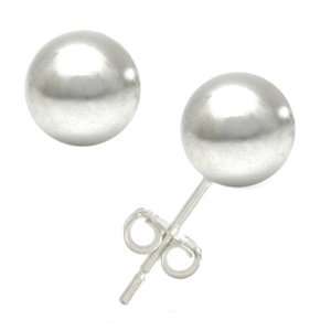   Sterling Silver Ball Stud Earrings (8.00 mm) (Nickel Free) Jewelry