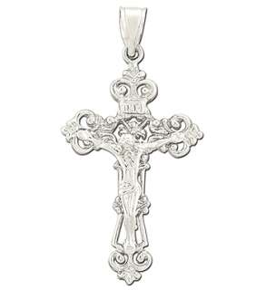 Sterling Silver Polished Crucifix Pendant  