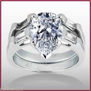 41 Ct. Pear Shape Diamond Bridal Ring Set H SI2 EGL  