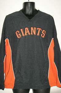 MLB San Francisco Giants Black V Neck Pullover Windbreaker Jacket 